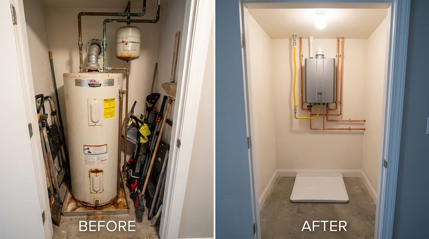Tank water heater versus wall-mounted tankless unit comparison for Columbia, MO homeowners